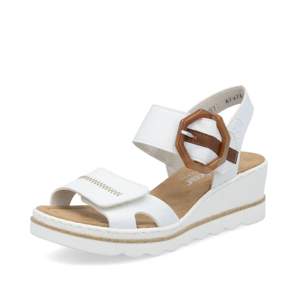 Rieker Buckle Wedge Sandal White