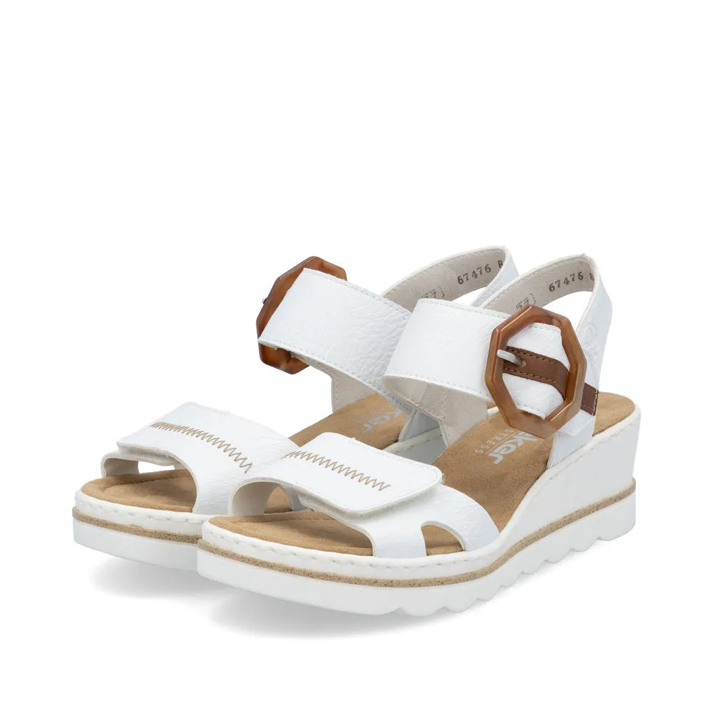 Rieker Buckle Wedge Sandal White