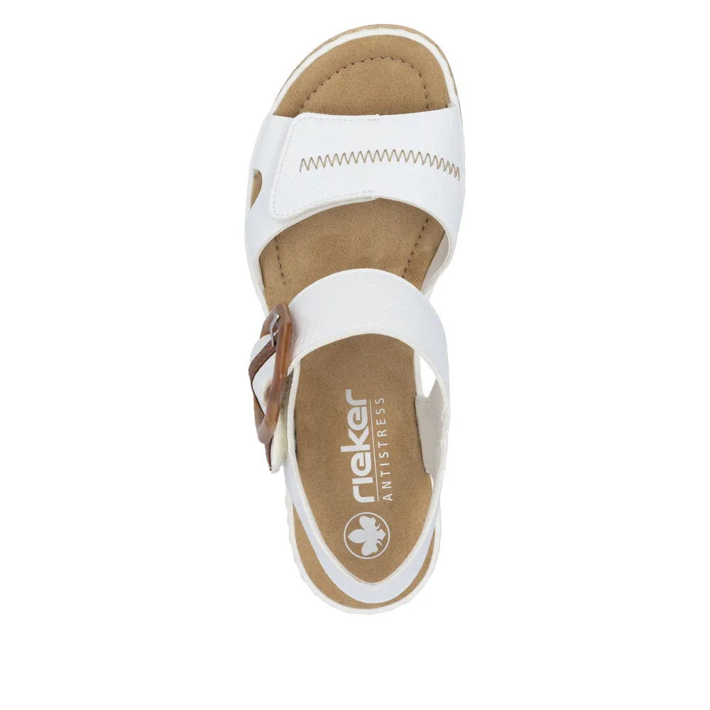 Rieker Buckle Wedge Sandal White