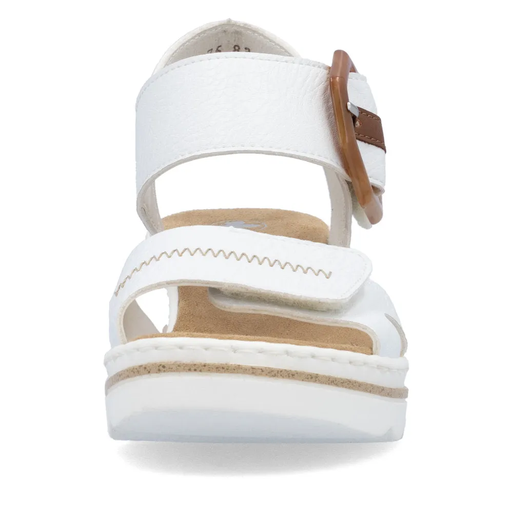 Rieker Buckle Wedge Sandal White
