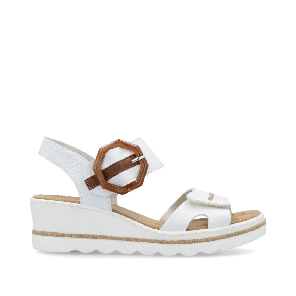 Rieker Buckle Wedge Sandal White