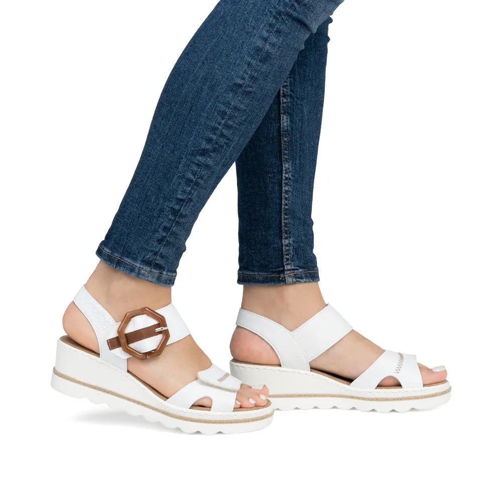 Rieker Buckle Wedge Sandal White