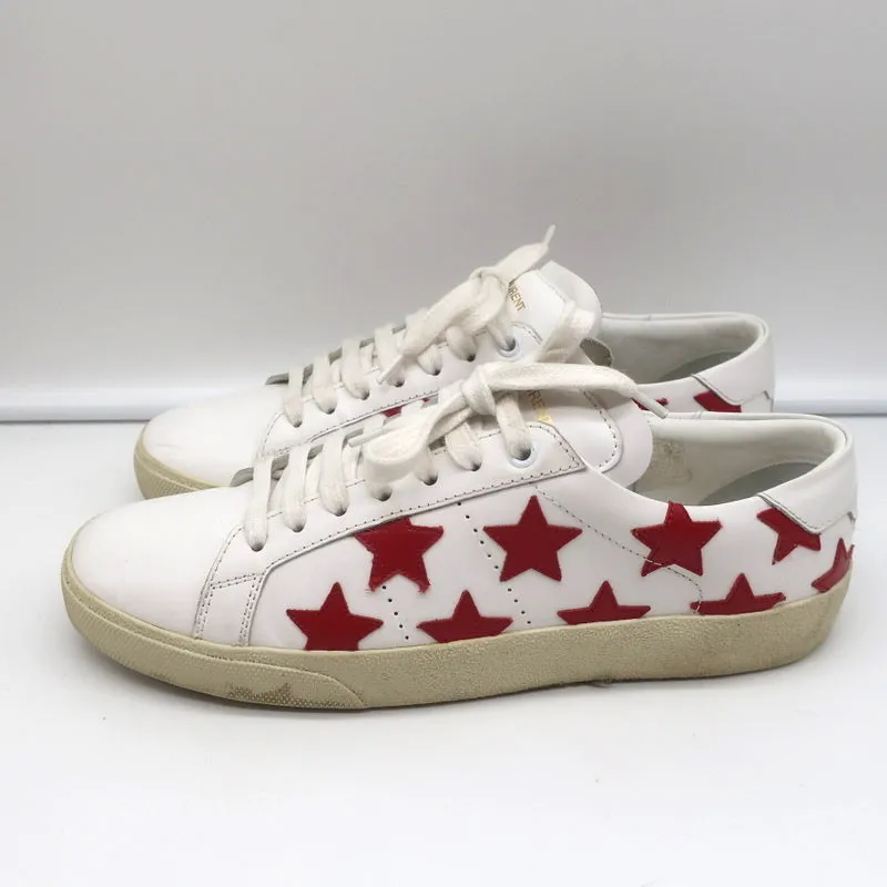 Saint Laurent Court Classic SL/06 Stars Sneakers White/Red Leather Size 38.5