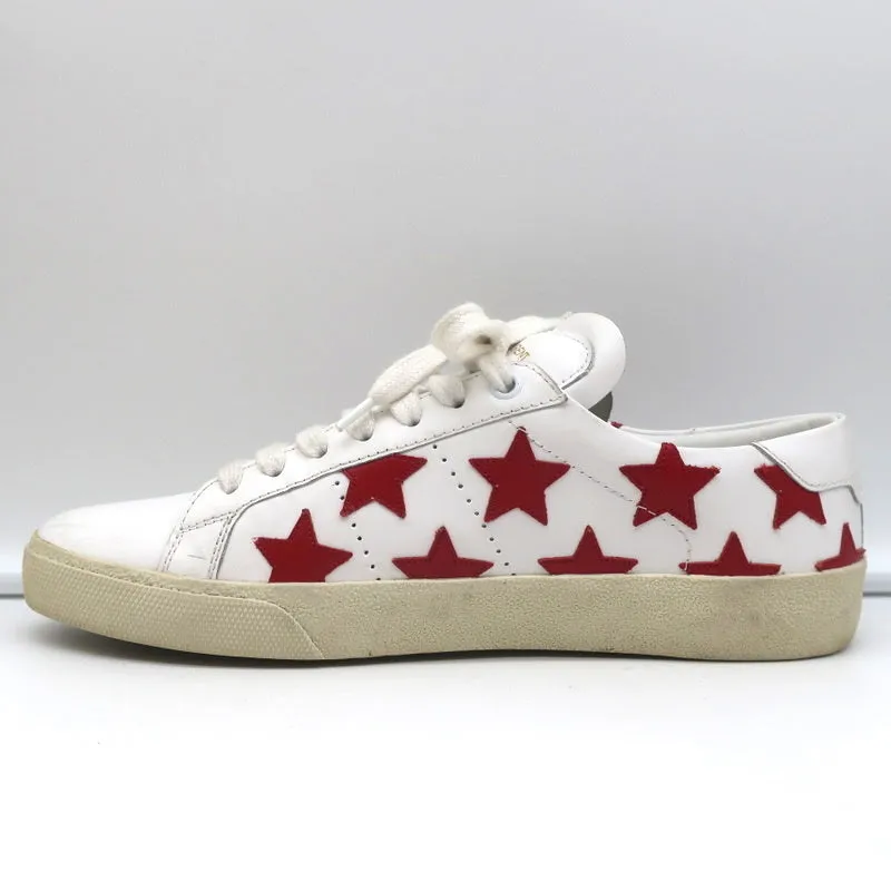 Saint Laurent Court Classic SL/06 Stars Sneakers White/Red Leather Size 38.5