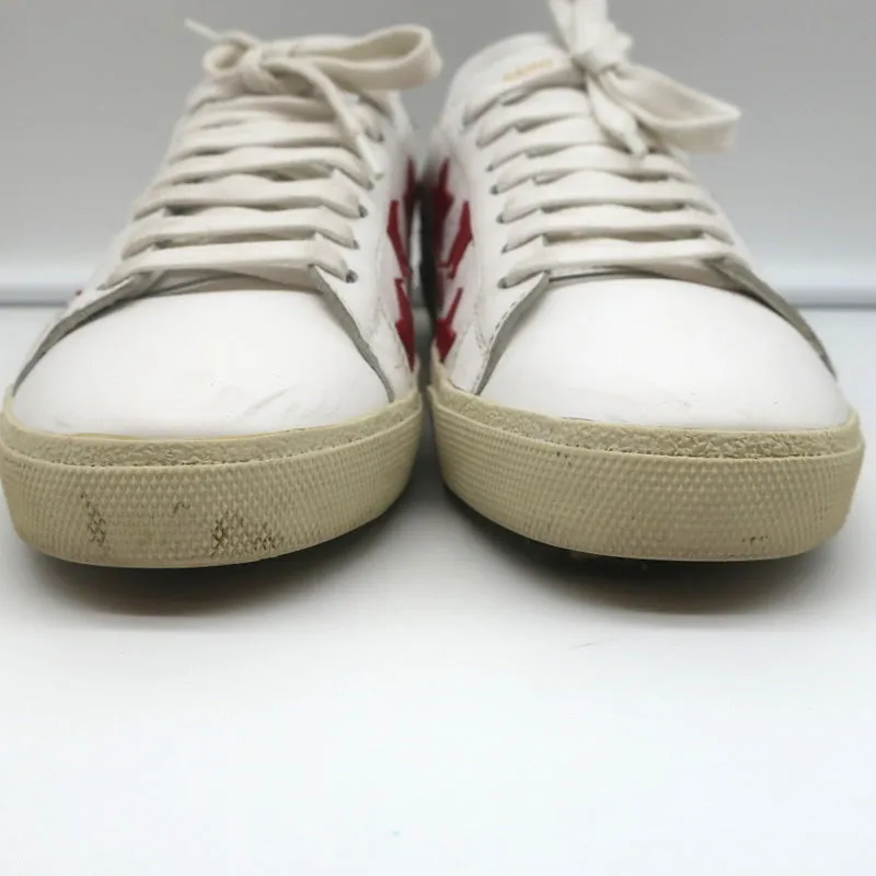 Saint Laurent Court Classic SL/06 Stars Sneakers White/Red Leather Size 38.5