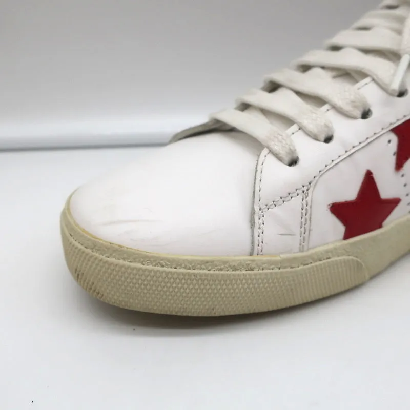 Saint Laurent Court Classic SL/06 Stars Sneakers White/Red Leather Size 38.5