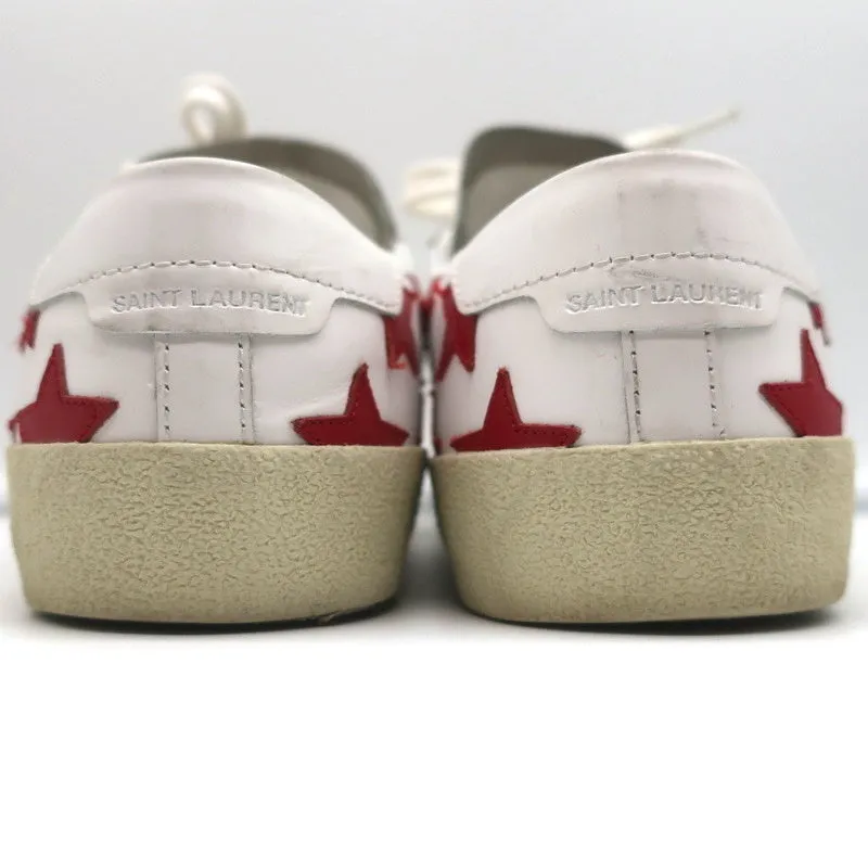 Saint Laurent Court Classic SL/06 Stars Sneakers White/Red Leather Size 38.5