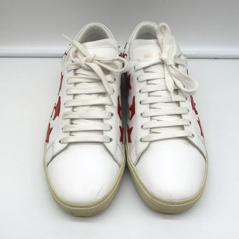 Saint Laurent Court Classic SL/06 Stars Sneakers White/Red Leather Size 38.5
