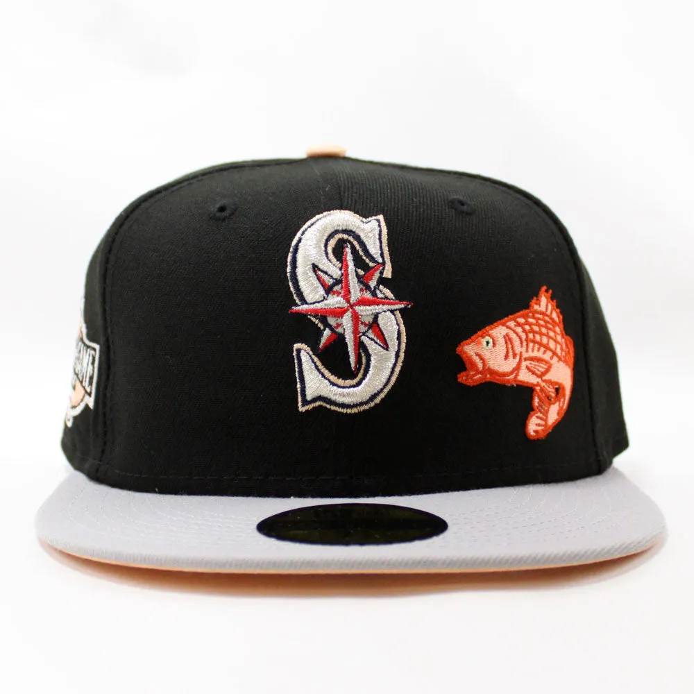 Seattle Mariners 2001 All Star Game New Era 59Fifty Fitted Hat (Glow in the Dark Black Gray Peach Under Brim)