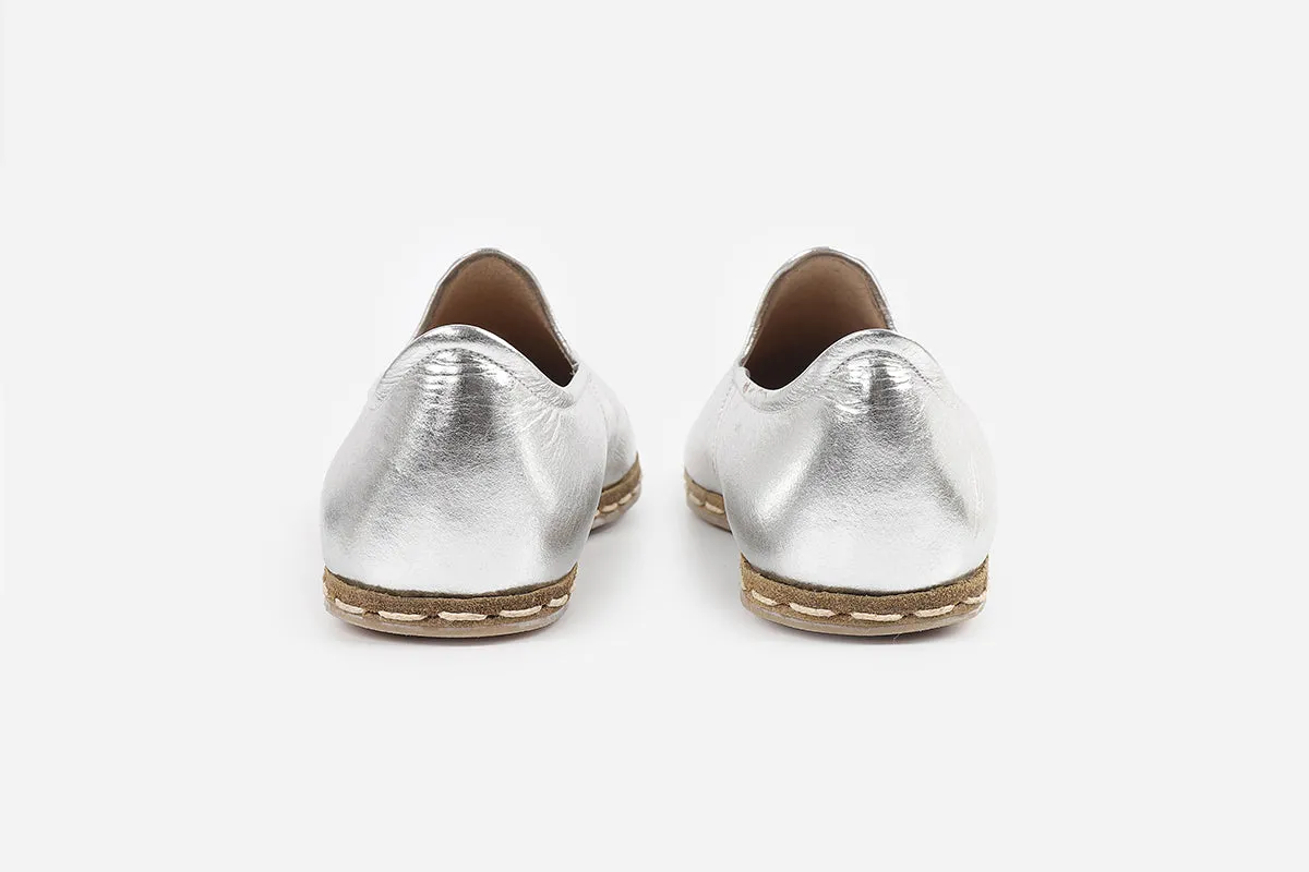 Silver Frost Handmade Leather Loafers (Women's)