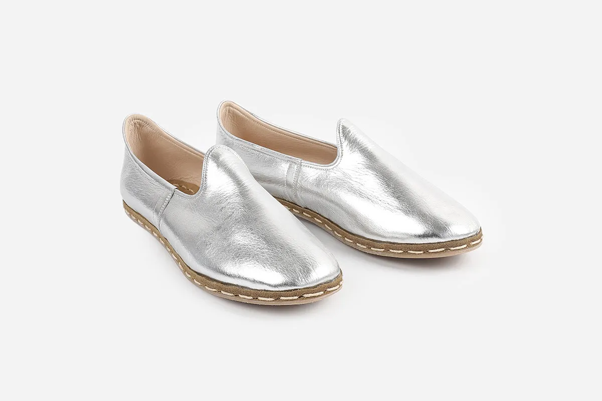 Silver Frost Handmade Leather Loafers (Women's)