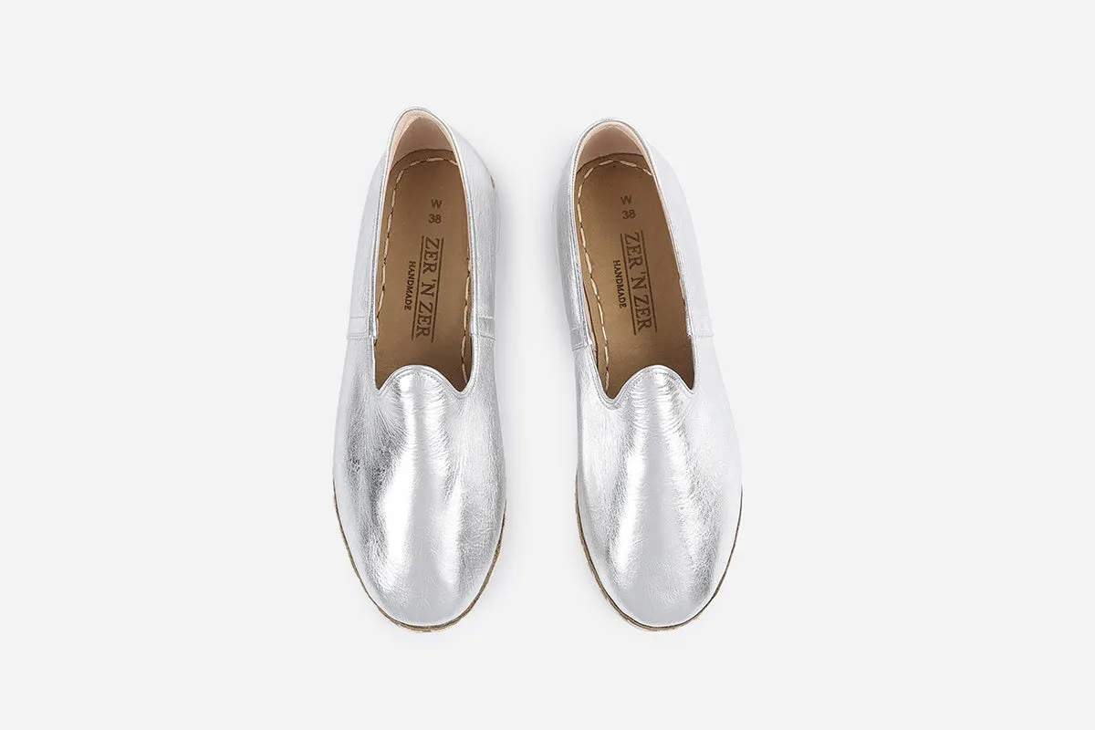 Silver Frost Handmade Leather Loafers (Women's)