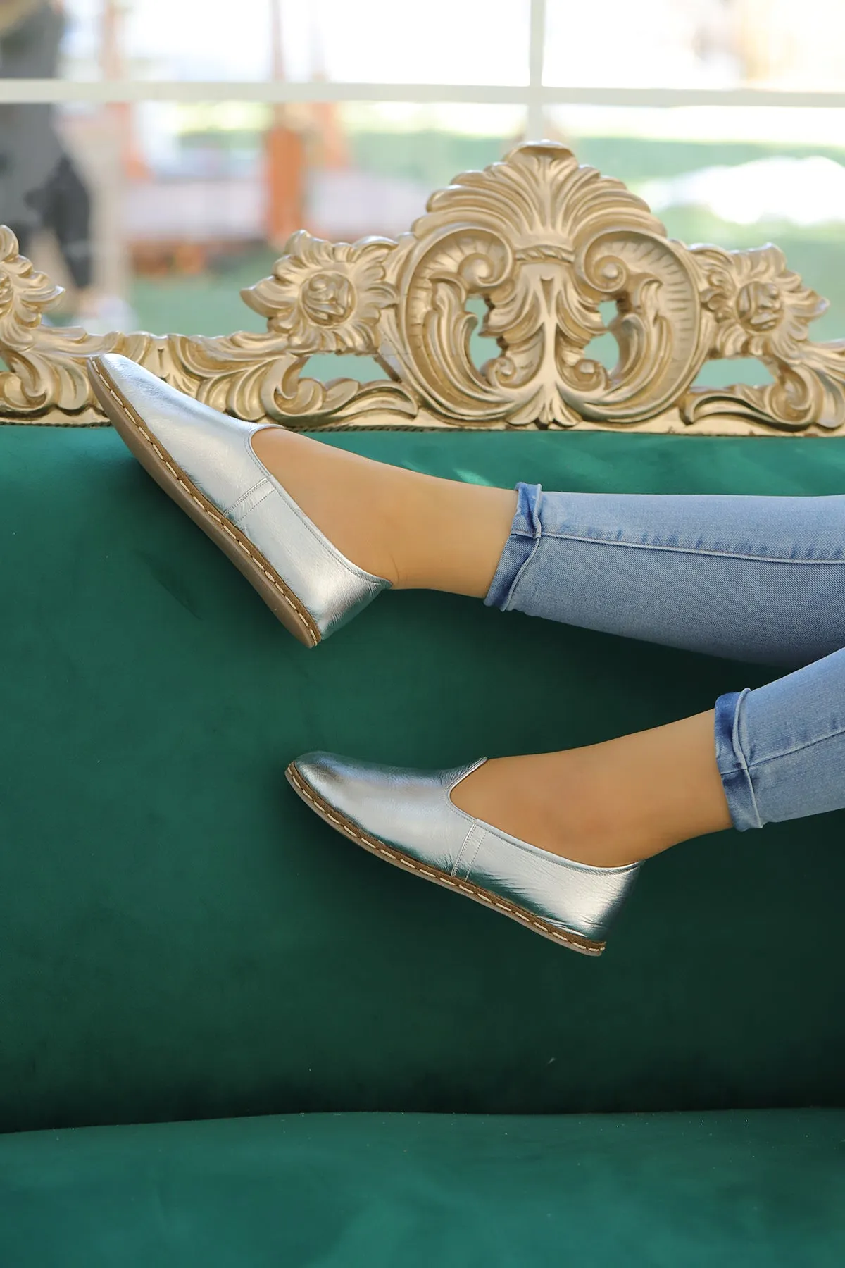 Silver Frost Handmade Leather Loafers (Women's)