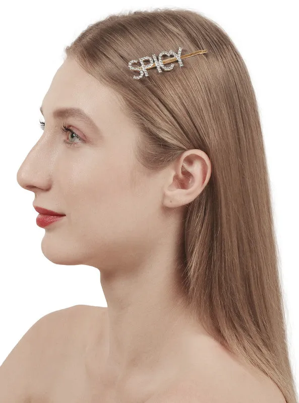 Silver Spicy Word Hairclip