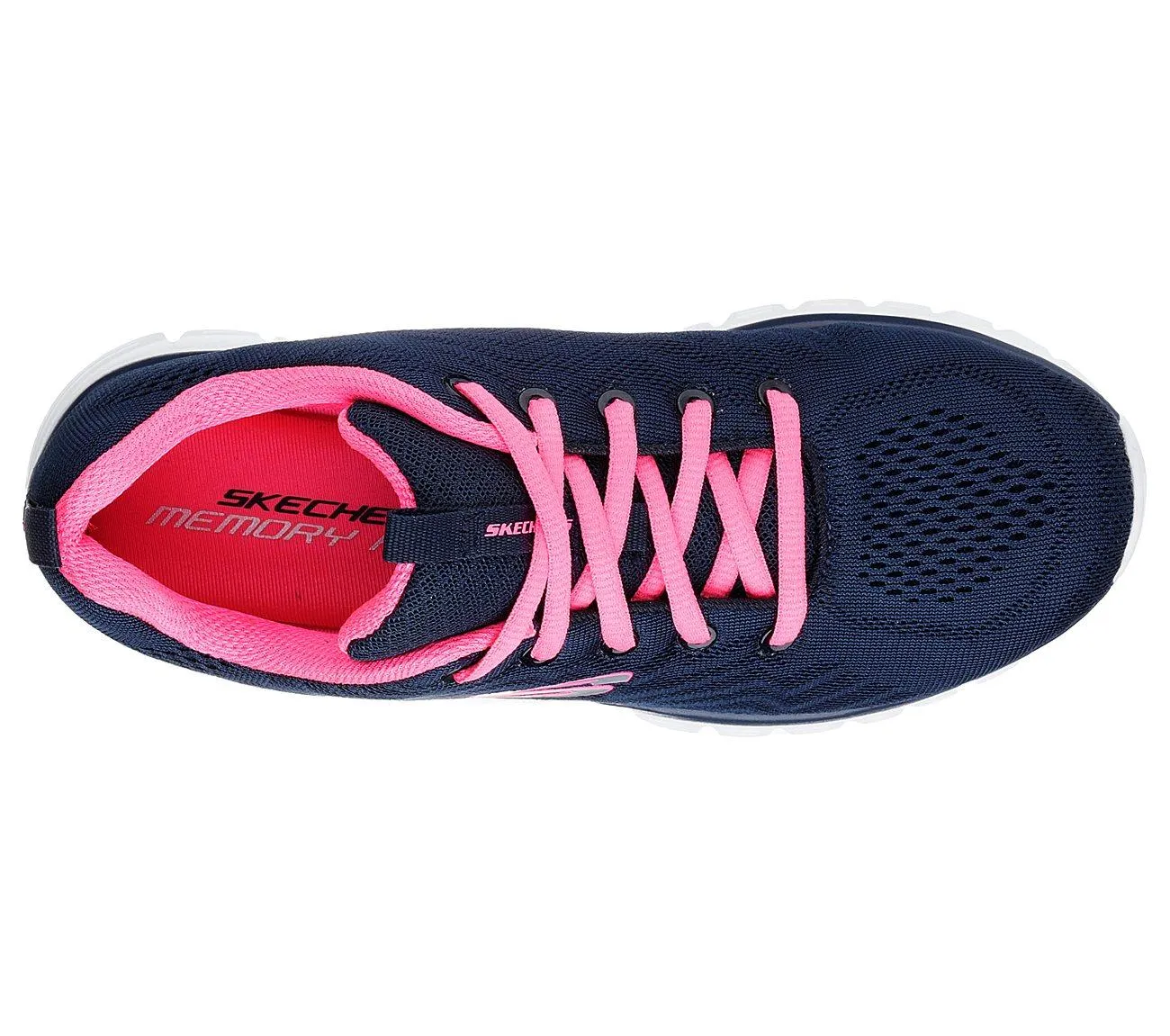 Skechers 12615 Walking-Sneakers für Damen, weite Passform, Marineblau/Pink