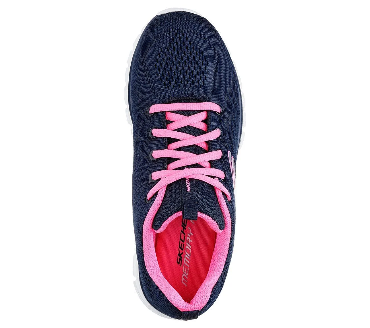 Skechers 12615 Walking-Sneakers für Damen, weite Passform, Marineblau/Pink