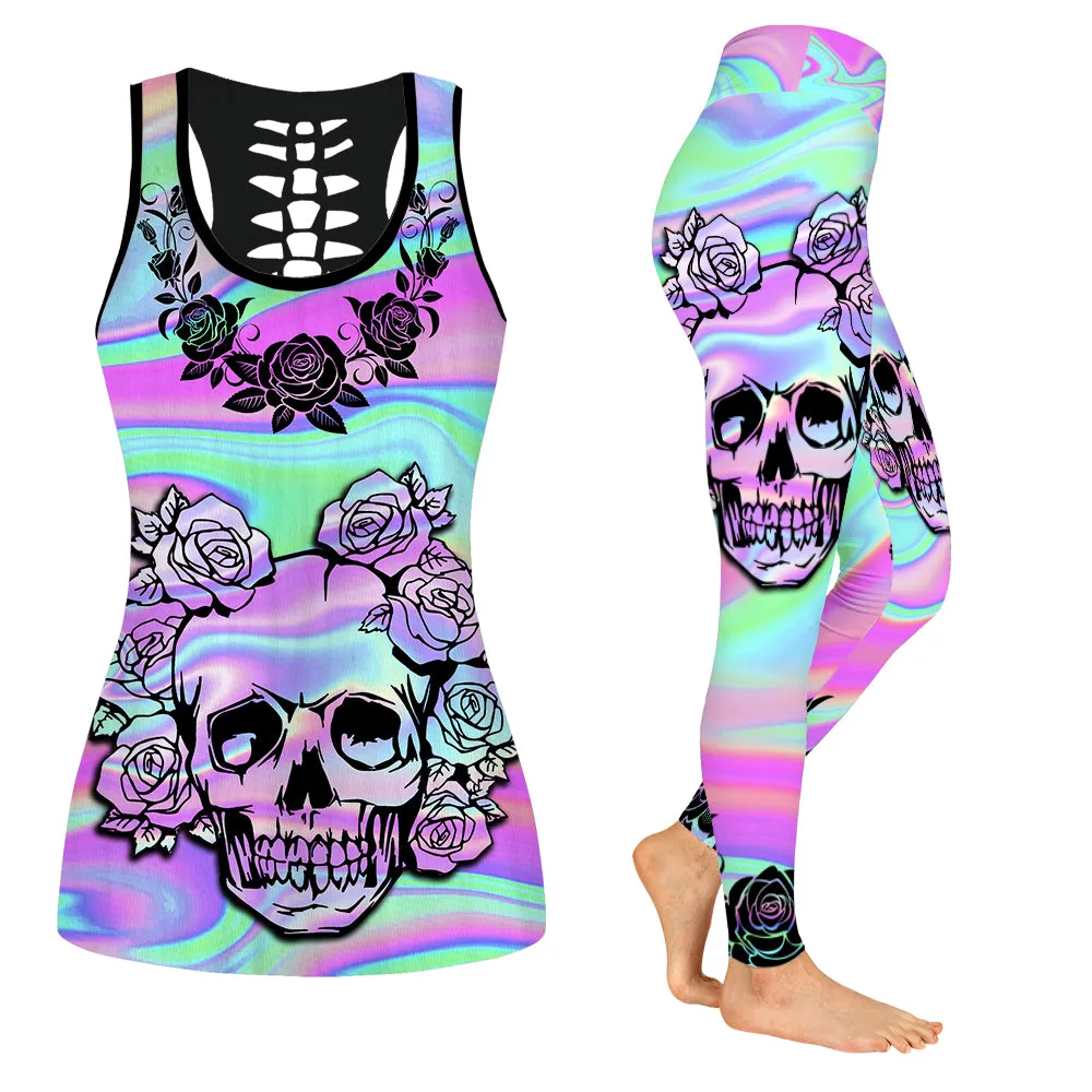Skull Girl 04 - Set Back Hollow Tank Top & Legging - NA93