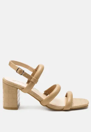Slater Croc Skin Faux Leather Block Heel Sandals By Ruw
