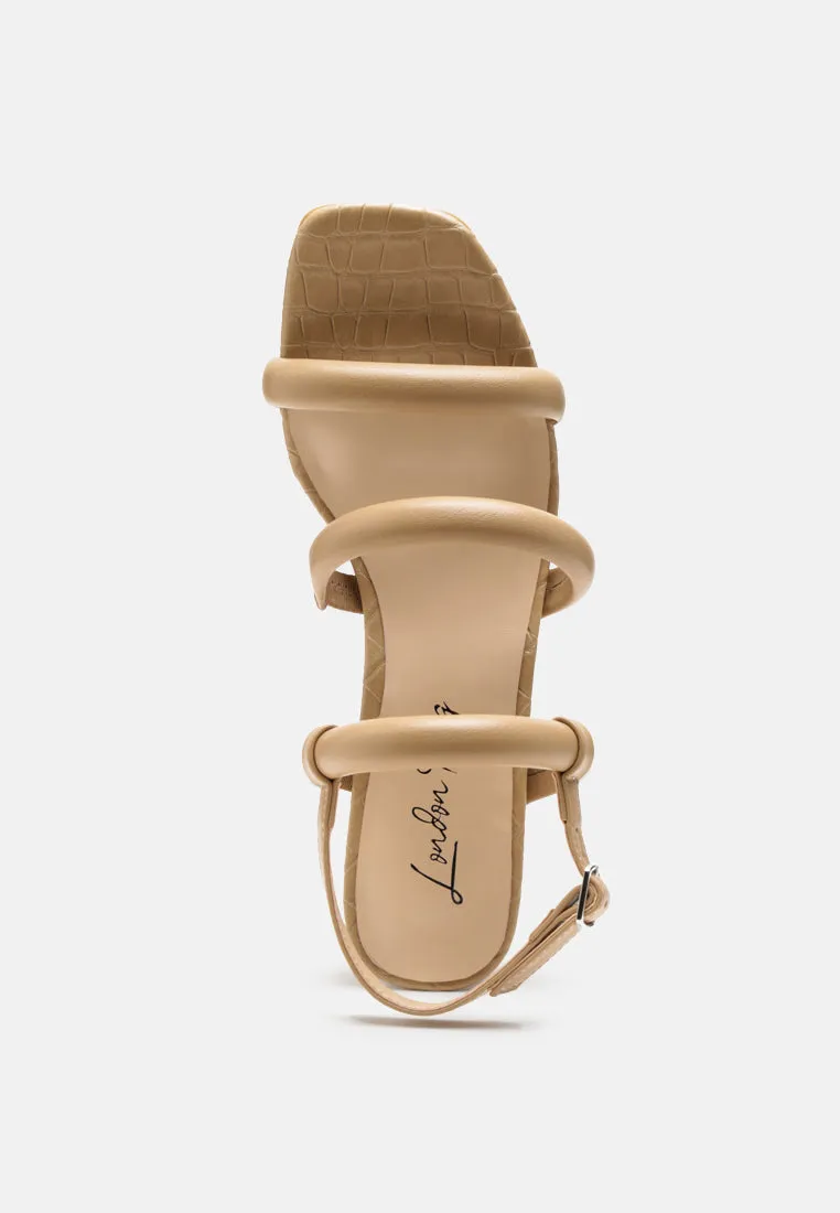 Slater Croc Skin Faux Leather Block Heel Sandals By Ruw