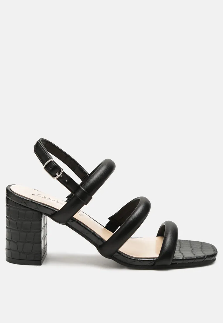 Slater Croc Skin Faux Leather Block Heel Sandals By Ruw