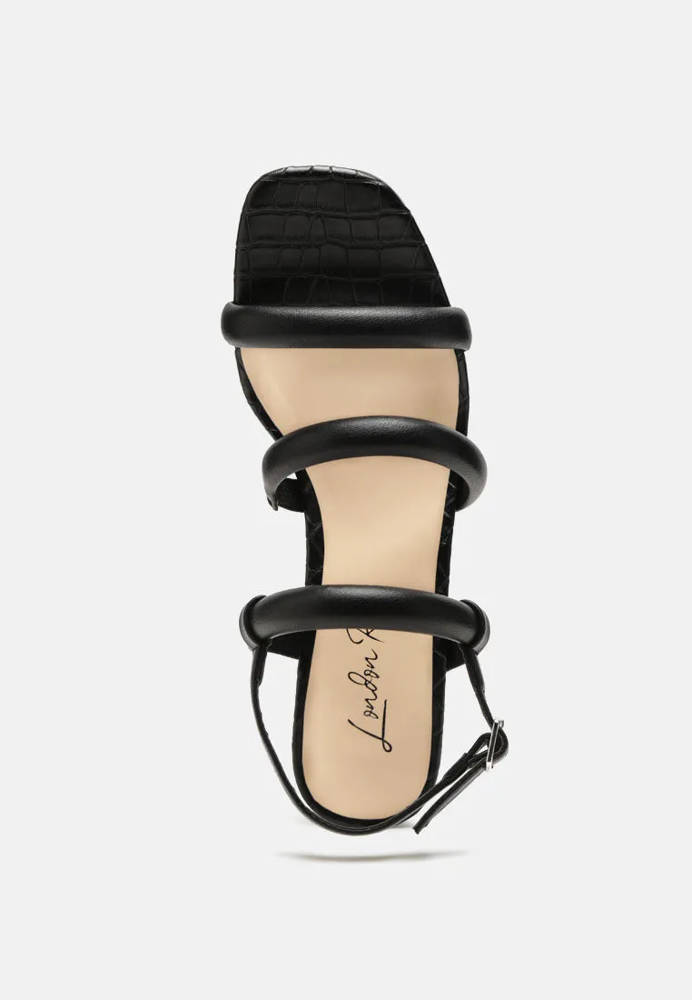 Slater Croc Skin Faux Leather Block Heel Sandals By Ruw