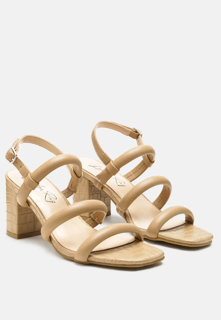 Slater Croc Skin Faux Leather Block Heel Sandals By Ruw