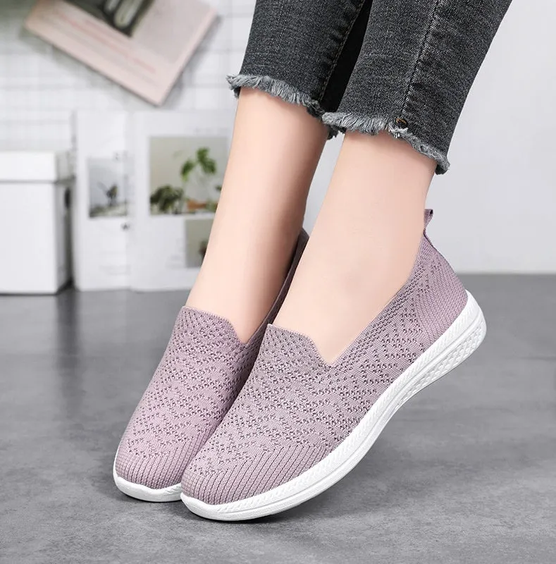 Soft and Flexible Low-Top Slip-On Sneakers with Knitted Design