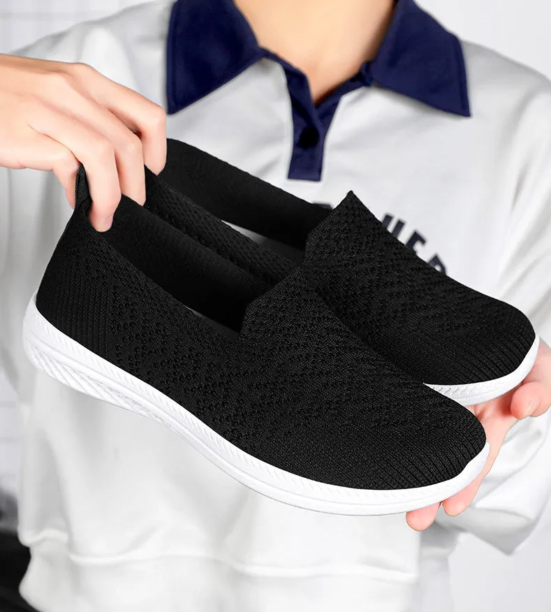 Soft and Flexible Low-Top Slip-On Sneakers with Knitted Design
