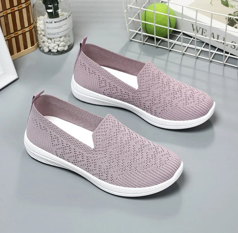 Soft and Flexible Low-Top Slip-On Sneakers with Knitted Design