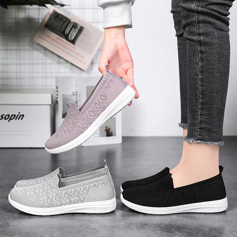 Soft and Flexible Low-Top Slip-On Sneakers with Knitted Design