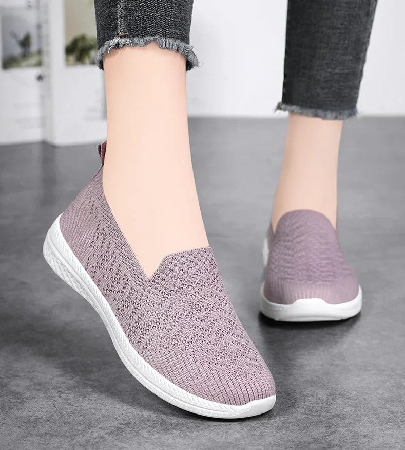 Soft and Flexible Low-Top Slip-On Sneakers with Knitted Design
