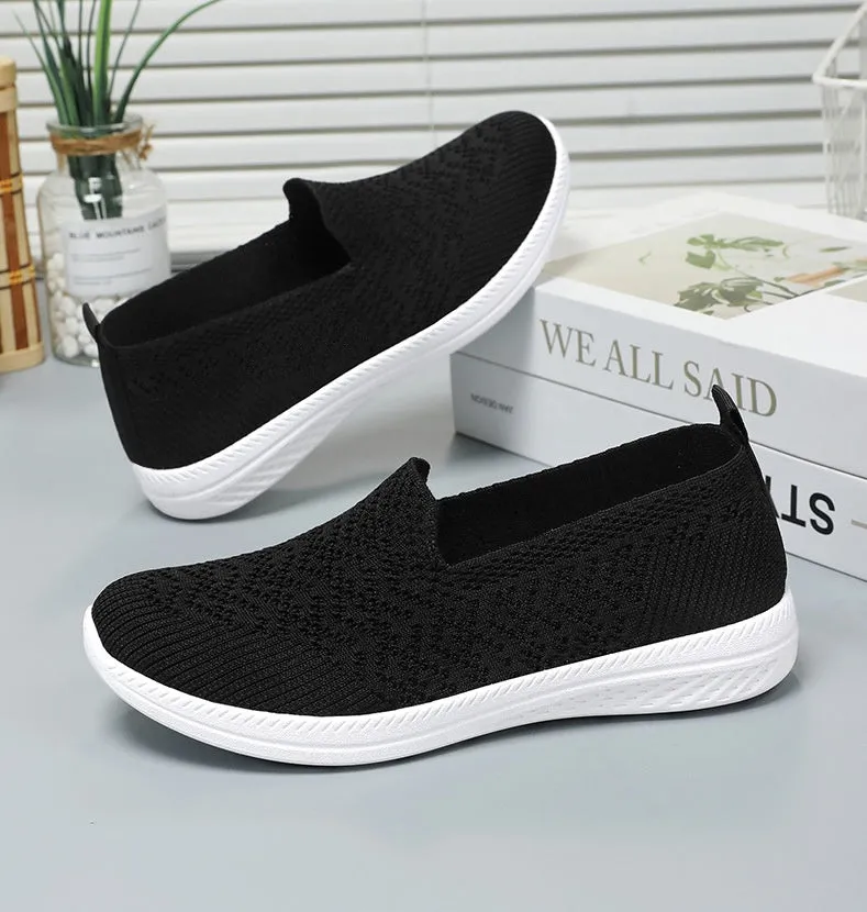 Soft and Flexible Low-Top Slip-On Sneakers with Knitted Design