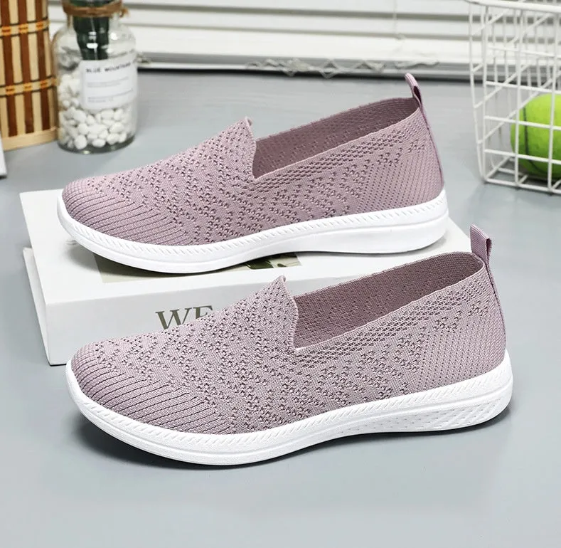 Soft and Flexible Low-Top Slip-On Sneakers with Knitted Design