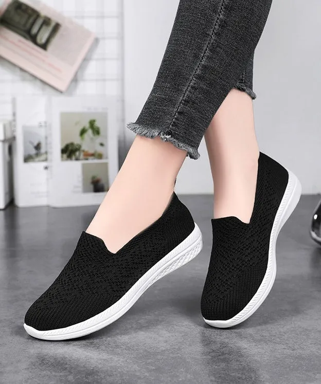 Soft and Flexible Low-Top Slip-On Sneakers with Knitted Design