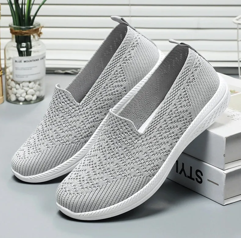 Soft and Flexible Low-Top Slip-On Sneakers with Knitted Design