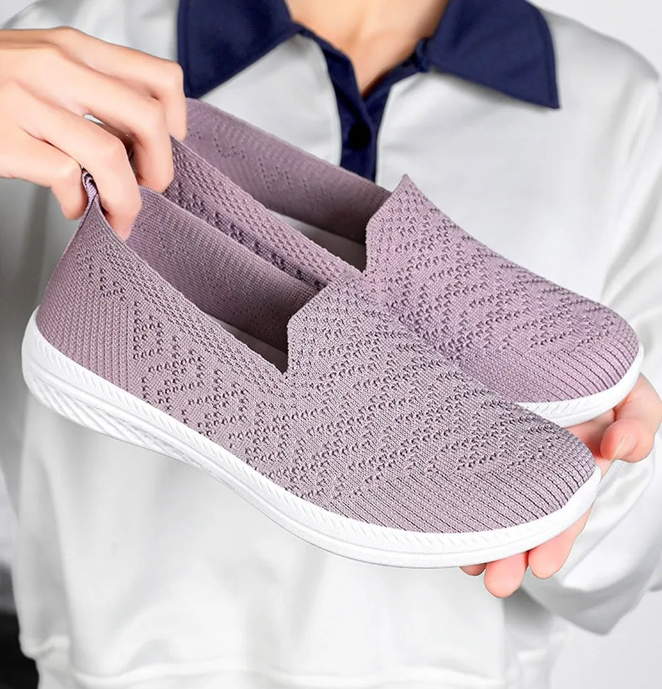 Soft and Flexible Low-Top Slip-On Sneakers with Knitted Design