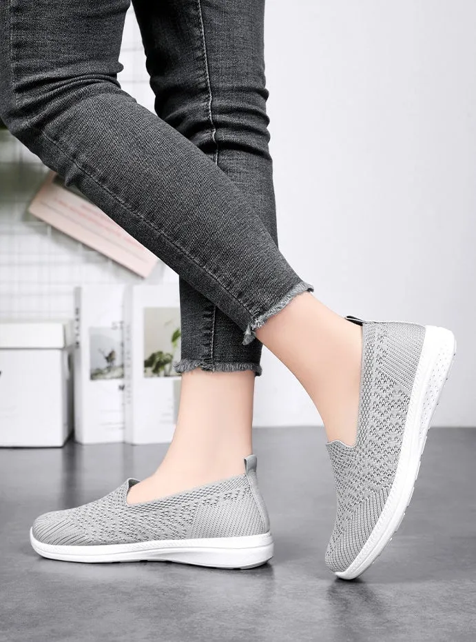 Soft and Flexible Low-Top Slip-On Sneakers with Knitted Design