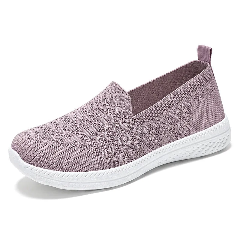 Soft and Flexible Low-Top Slip-On Sneakers with Knitted Design