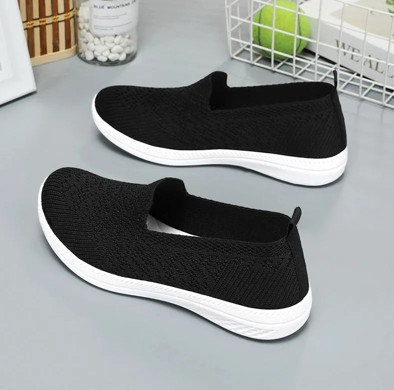 Soft and Flexible Low-Top Slip-On Sneakers with Knitted Design