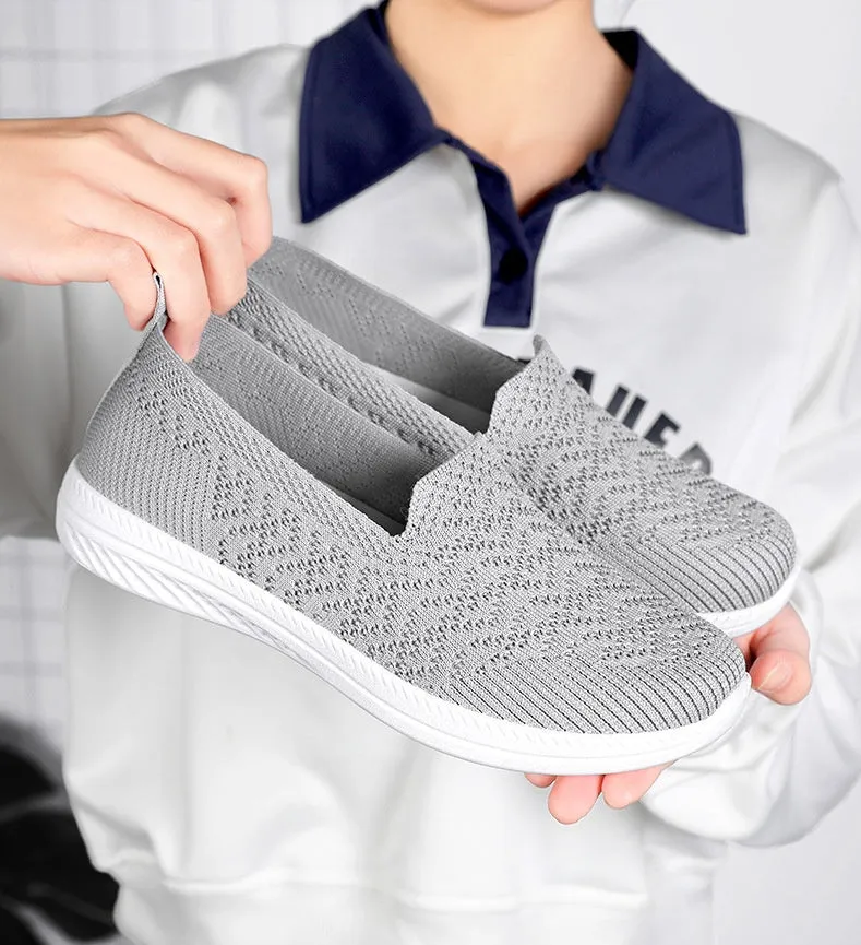 Soft and Flexible Low-Top Slip-On Sneakers with Knitted Design