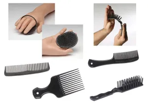 Soft Plastic Hair Styling Tools - Palm Brush, Styler Comb, Hair Pik, Pocket Comb & Hair Brush
