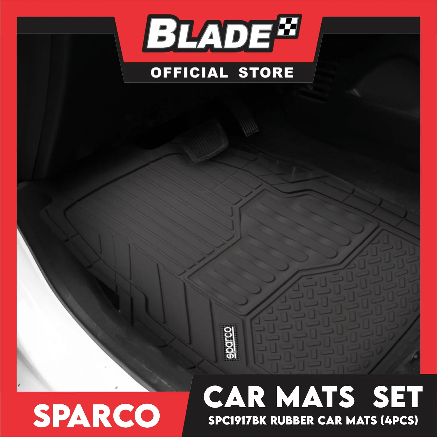 Sparco Car Mats Set Of 4pcs Universal And Quick Installation SPC1917BK (Black) Rubber And Durable