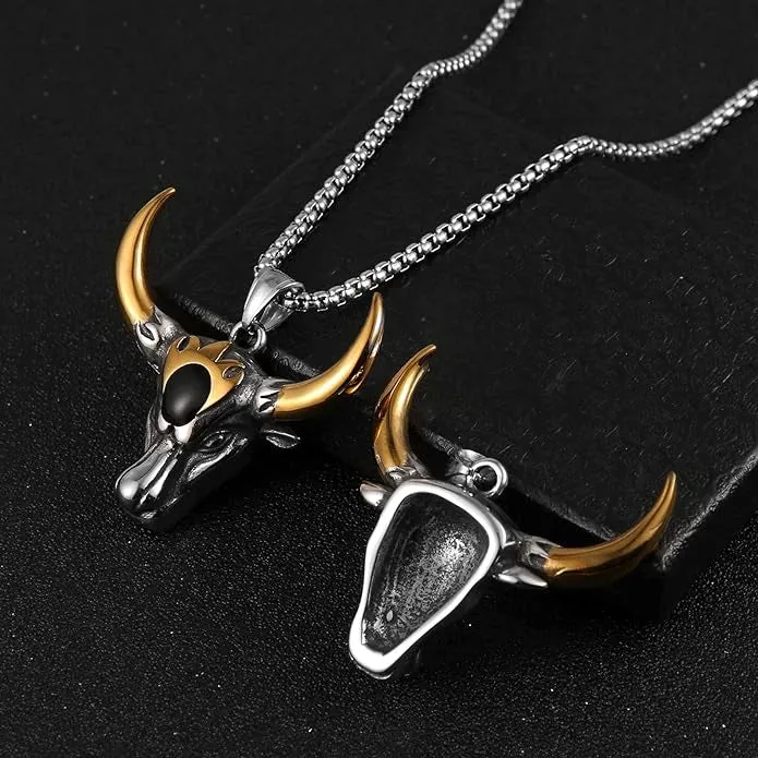 Stainless Steel Pendant Bull Head Necklace -Reindeer Necklace