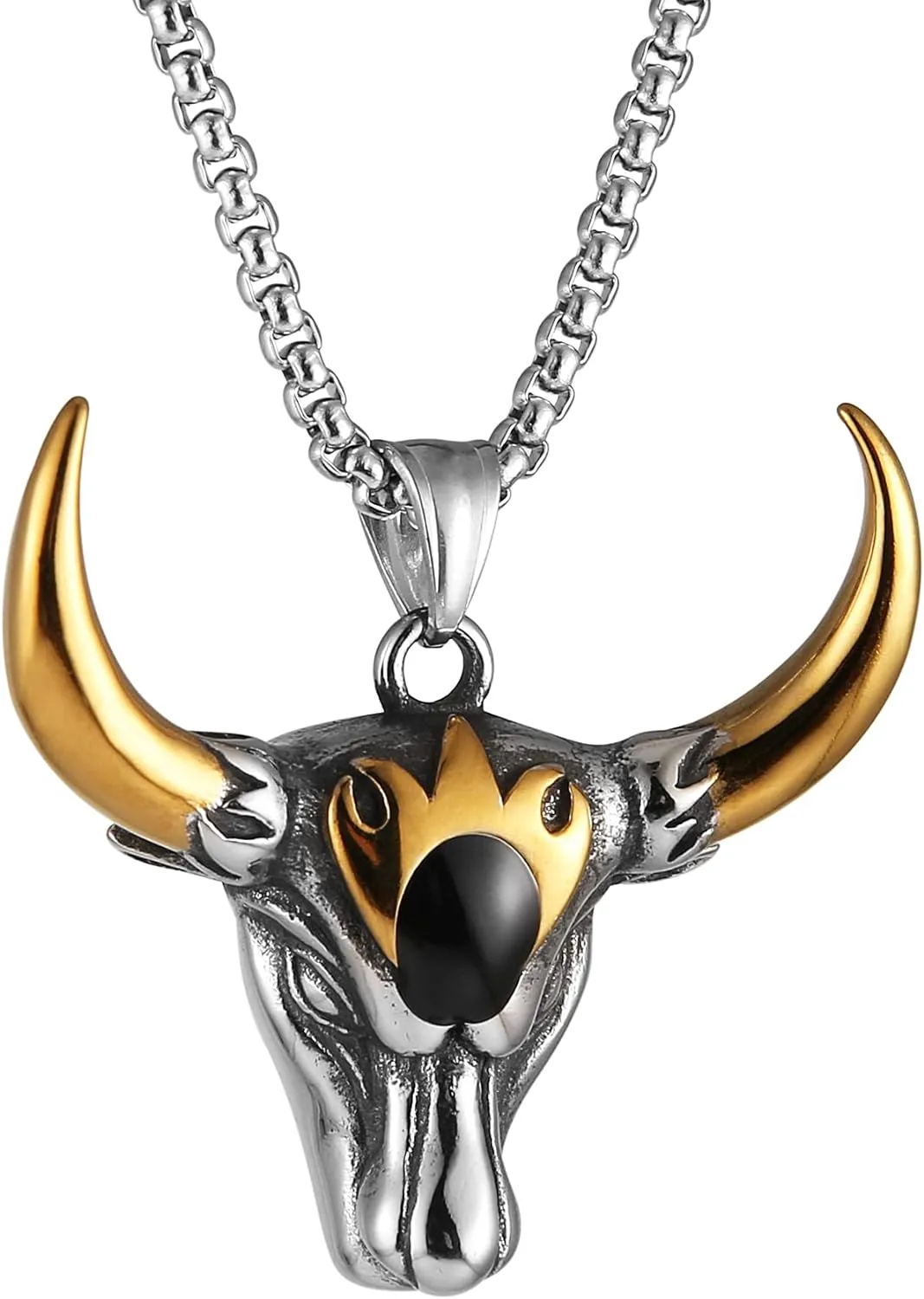 Stainless Steel Pendant Bull Head Necklace -Reindeer Necklace
