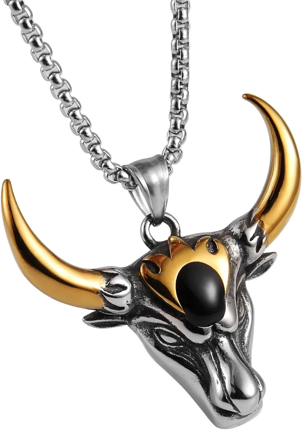 Stainless Steel Pendant Bull Head Necklace -Reindeer Necklace
