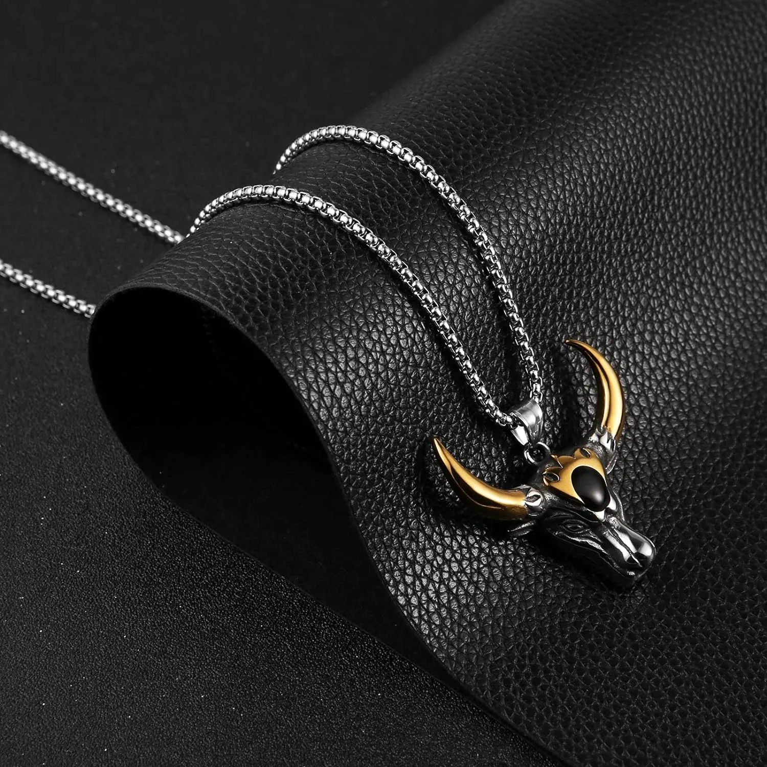 Stainless Steel Pendant Bull Head Necklace -Reindeer Necklace