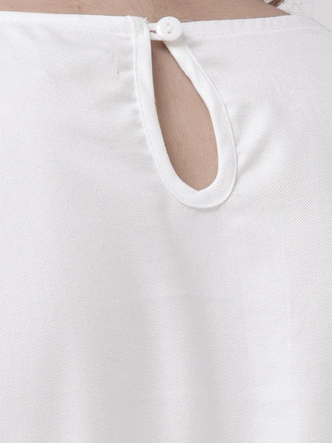 Style Quotient Women Solid White Viscose Rayon Empire Smart Casual Top