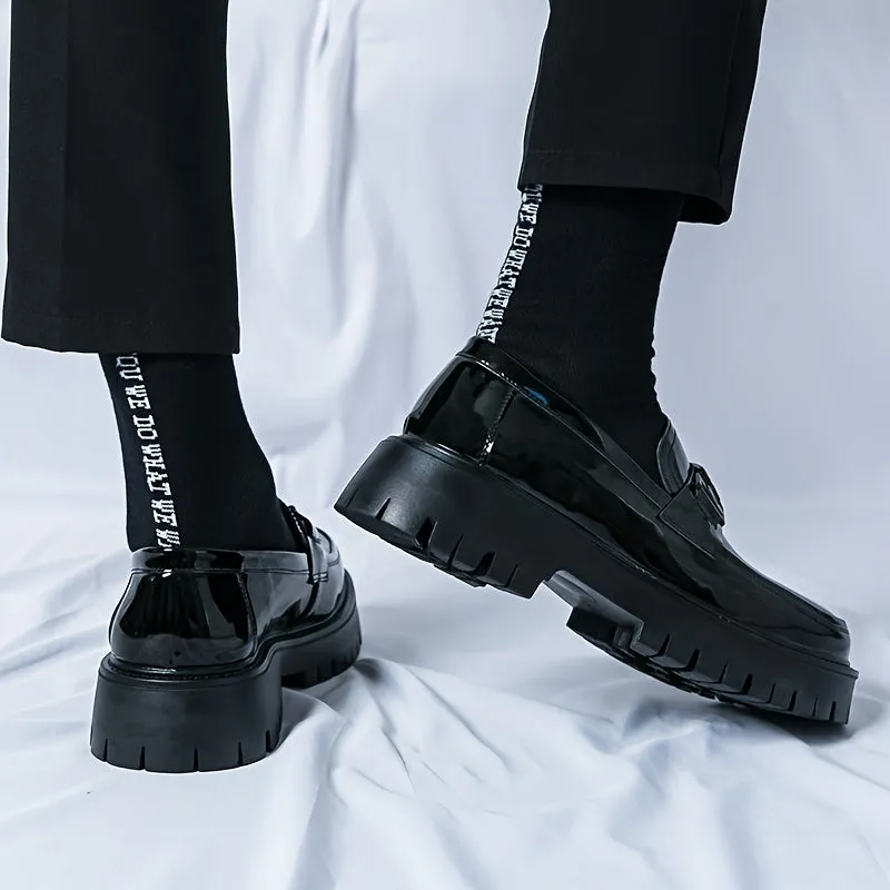 Stylish Elevated Faux Leather Loafers