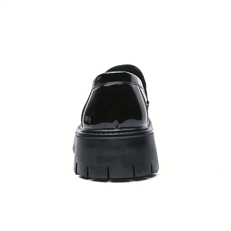 Stylish Elevated Faux Leather Loafers