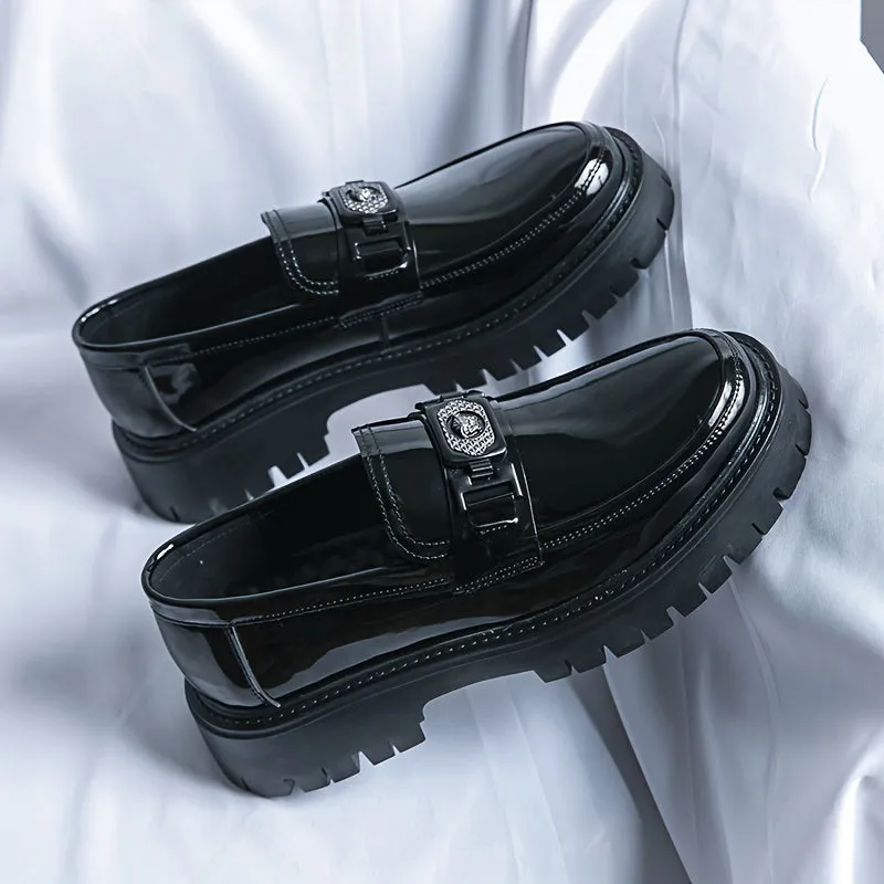 Stylish Elevated Faux Leather Loafers
